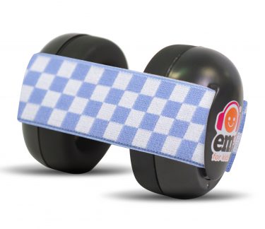 Ems for Kids BABY Ear Defenders - Black with Blue/White Headband