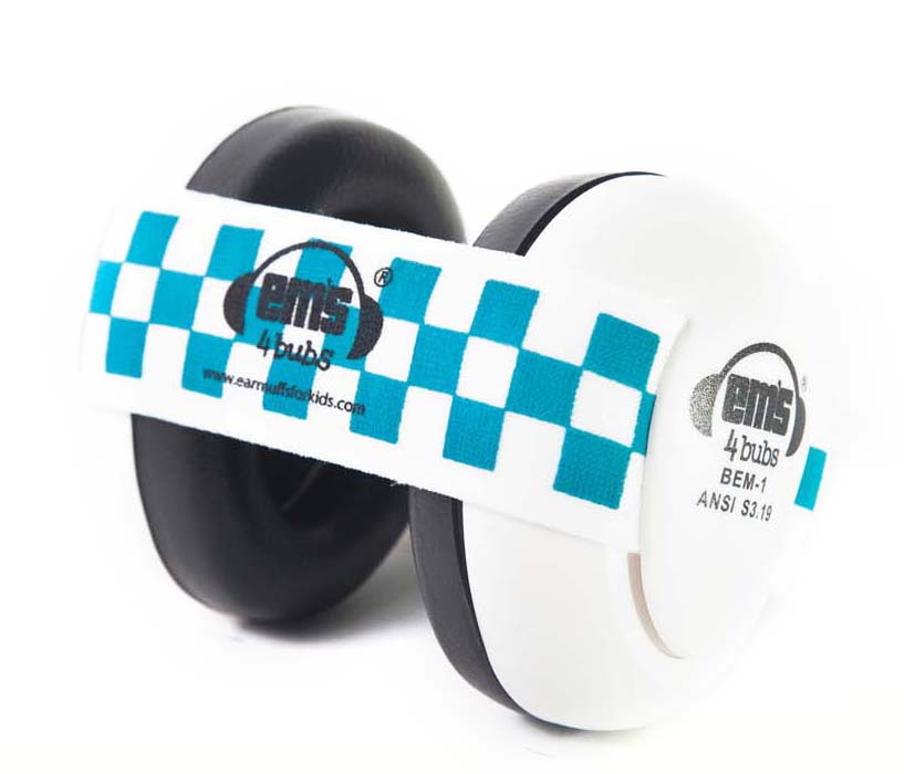 Em’s 4 Bubs Baby Earmuffs Blue/White Ems for Kids Ear Defenders