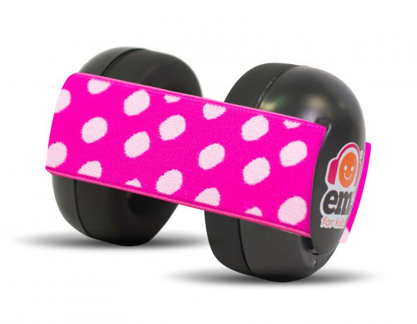 Ems for Kids Baby Ear Defenders - Black with Pink/White Headband