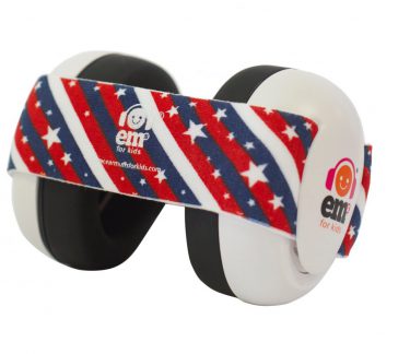 Ems for Kids Baby Ear Defenders - White with Stars & Stripes Headband