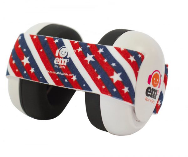 Ems for Kids Baby Ear Defenders - White with Stars & Stripes Headband